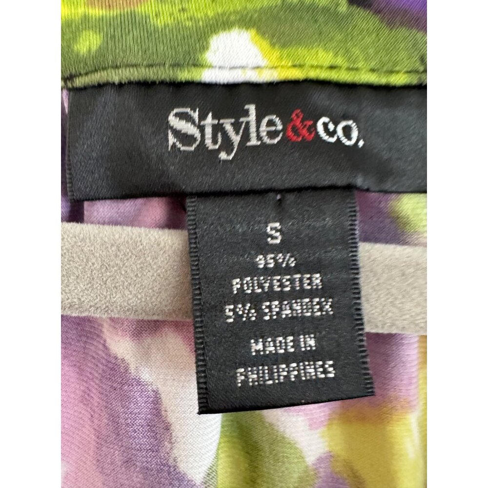 Style & Co Floral Print Beaded Neckline Blouse S Womens Polyester/Spandex Purple - Picture 4 of 4